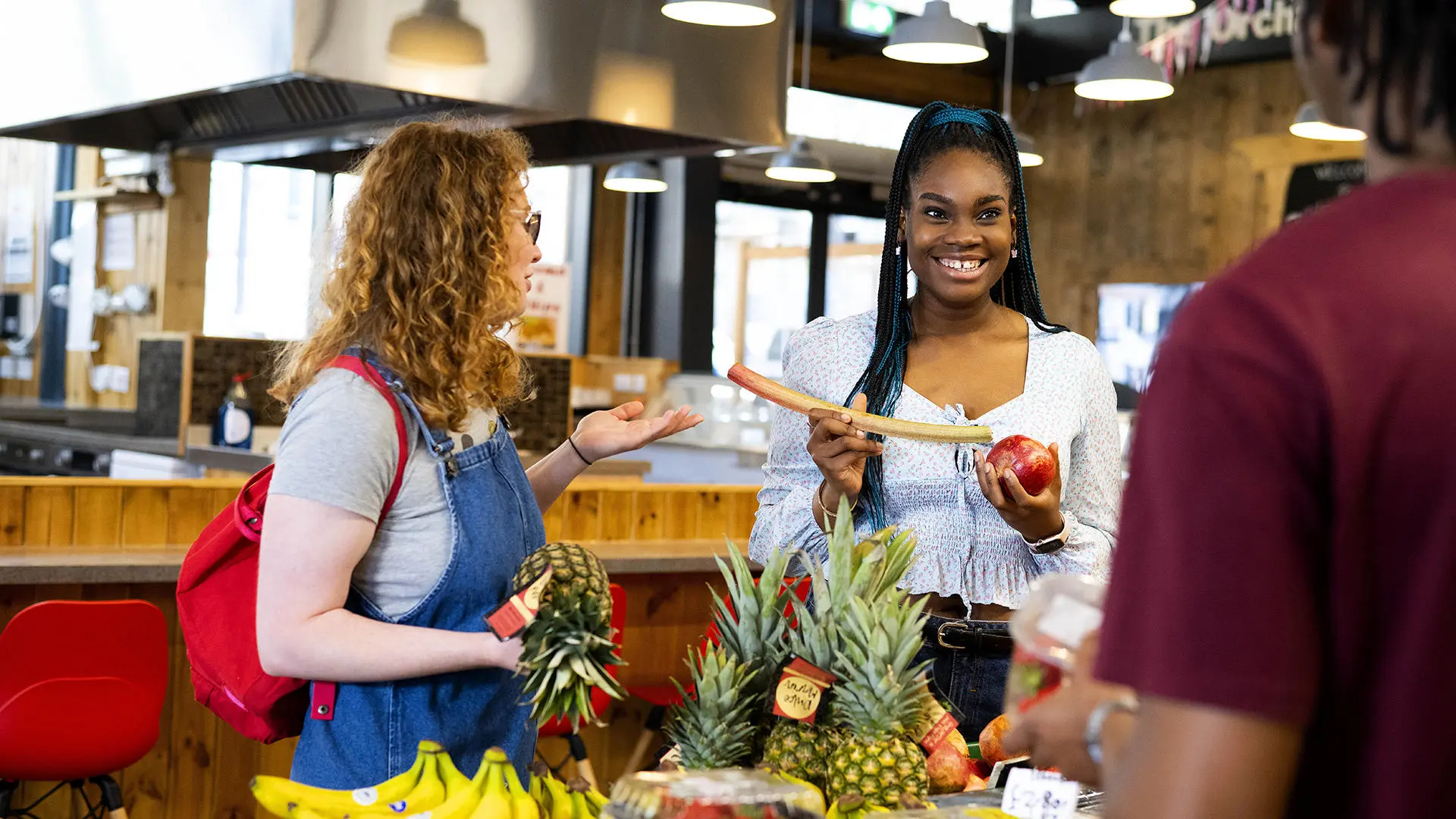 students in the market