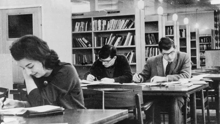 Students working in our first purpose-built library