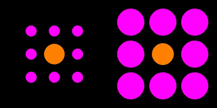 When the orange circle on the left is 6% smaller, most people see it as larger.